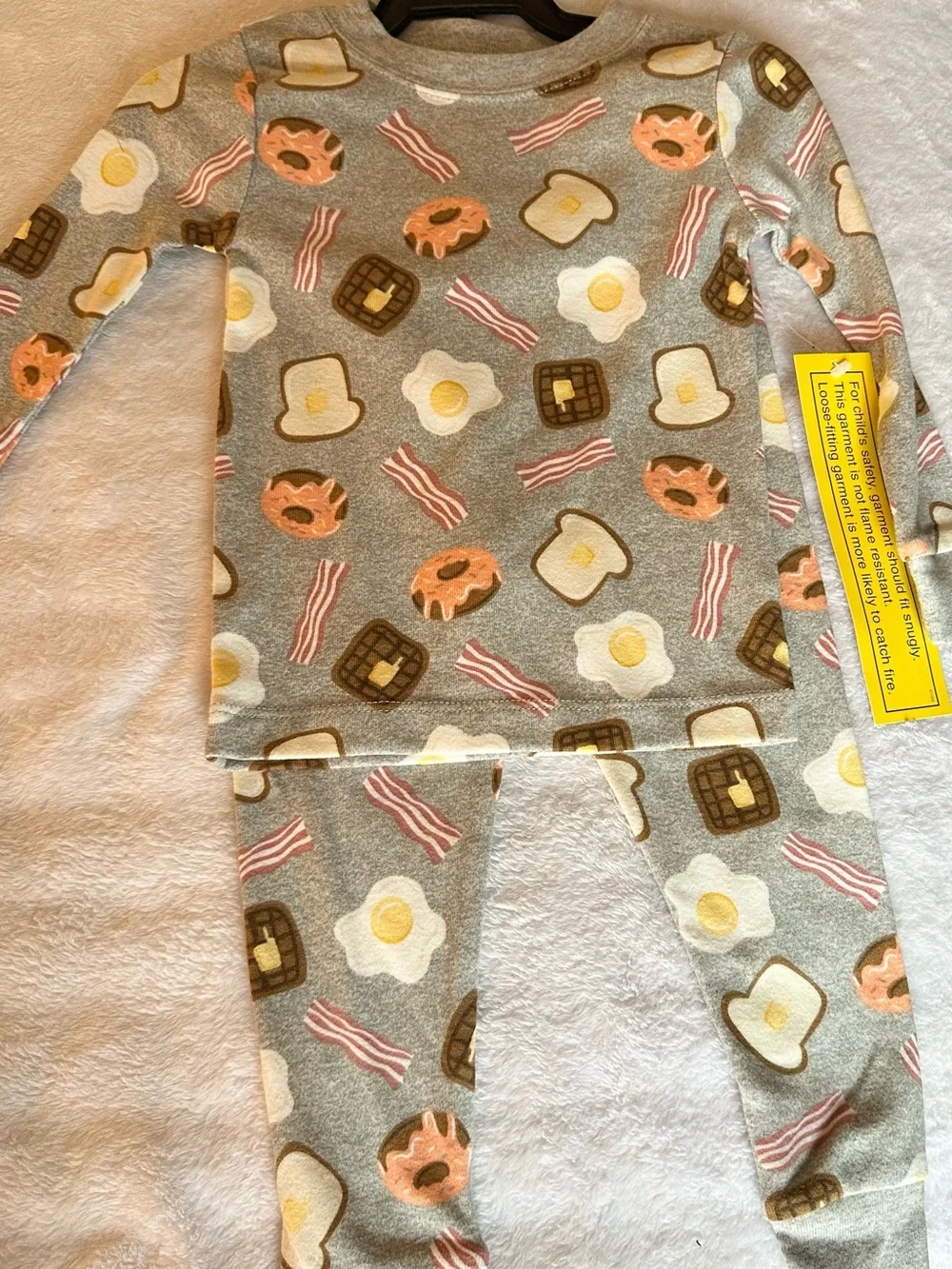 Kids Gray Breakfast Print Pajama Set